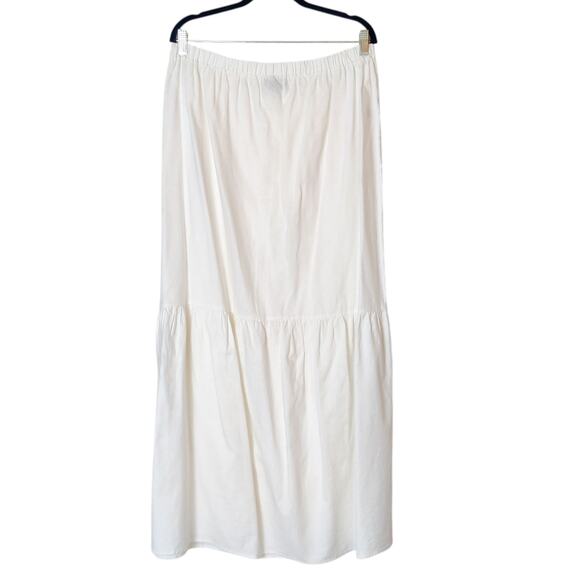 Saks Fifth Avenue Linen Cotton White Tiered Pull On Tiered Maxi Skirt XL Coastal - Picture 1 of 8